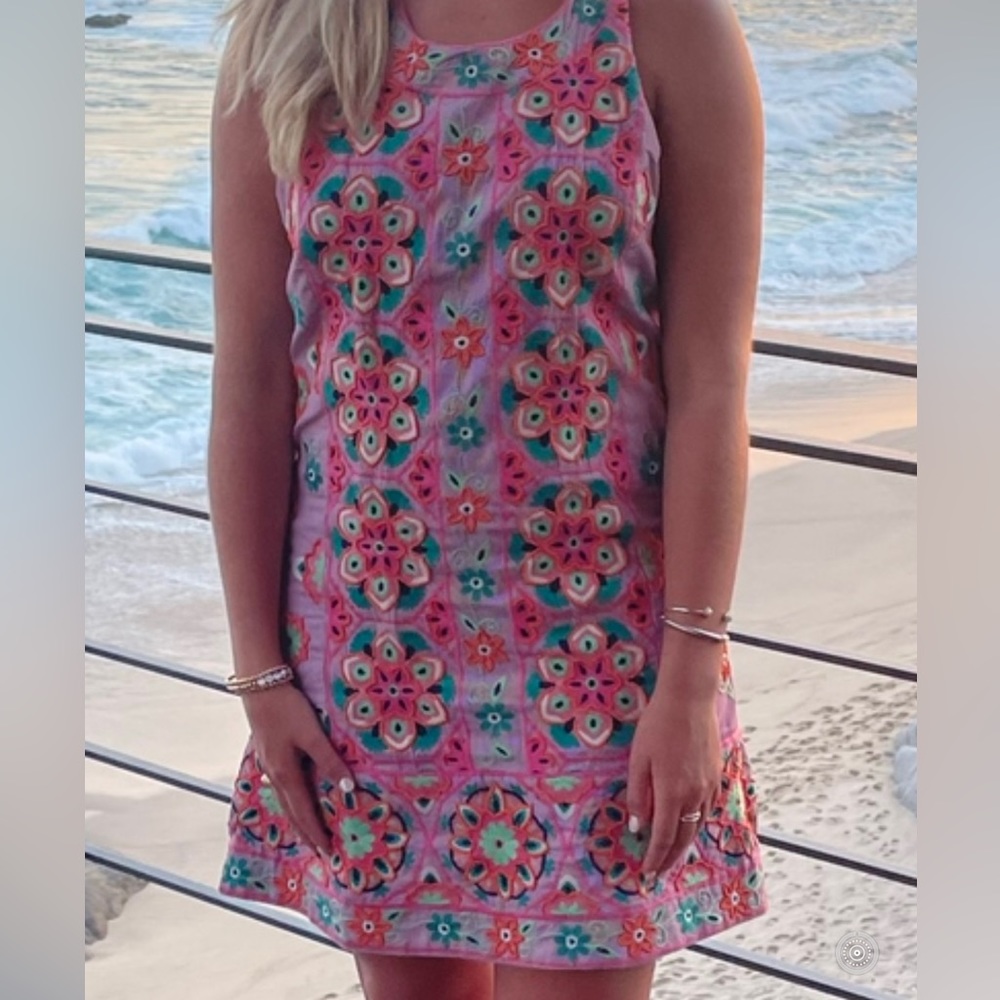 Anthropologie pink beaded dress size 6